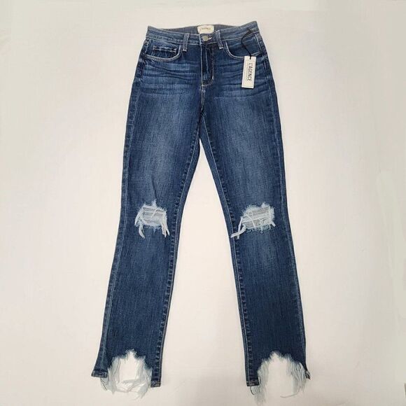 L'AGENCE High Line - Size 25 - Skinny Jeans Dark Wash Blue Destructed - Picture 5 of 12